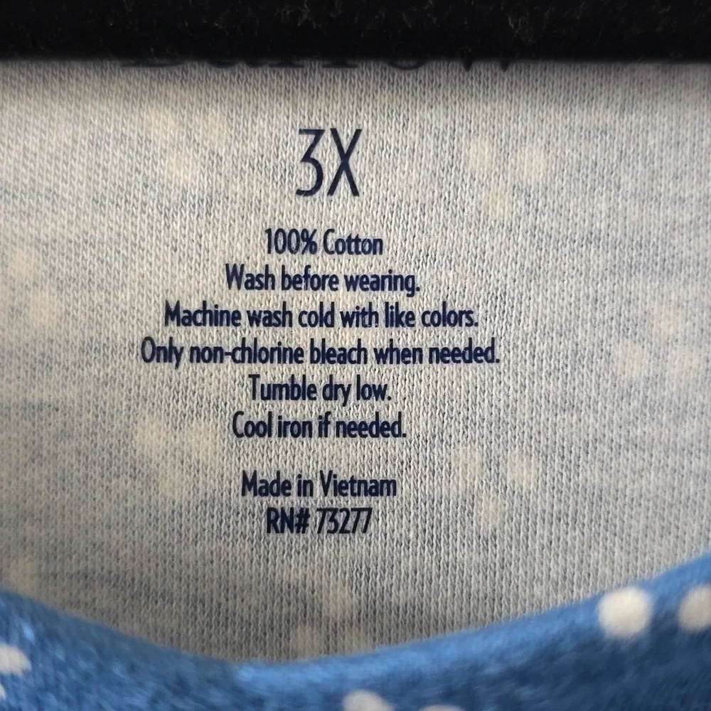 CROFT AND BARROW WOMEN'S PLUS SIZE BLUE & WHITE SHORT SLEEVES COTTON TOP SIZE 3X - Picture 4 of 12